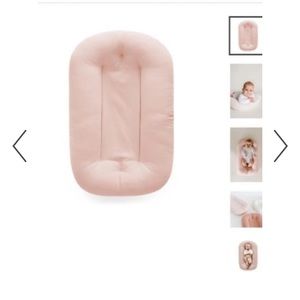 Snuggle Me Organic Infant Lounger- Baby Pink w/Travel Bag & cream muslin cover